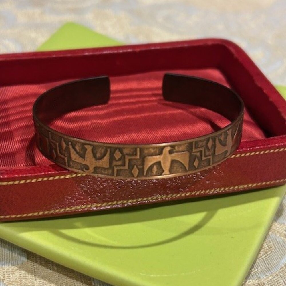 Solid Copper Thunderbird Embossed Cuff Bracelet - image 1